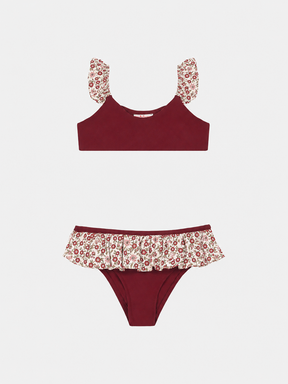 Bikini Bambina Bicolore Rouches Liberty Empress Prugna