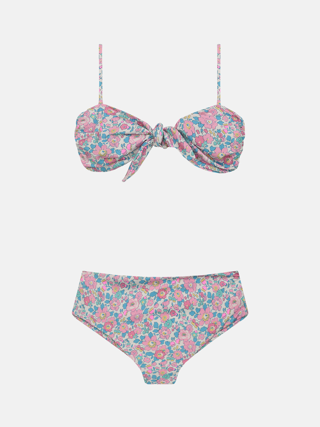 Bikini Nodo Donna Slip V.Alta Lycra Liberty Betsy Fluo Rosa Azzurro