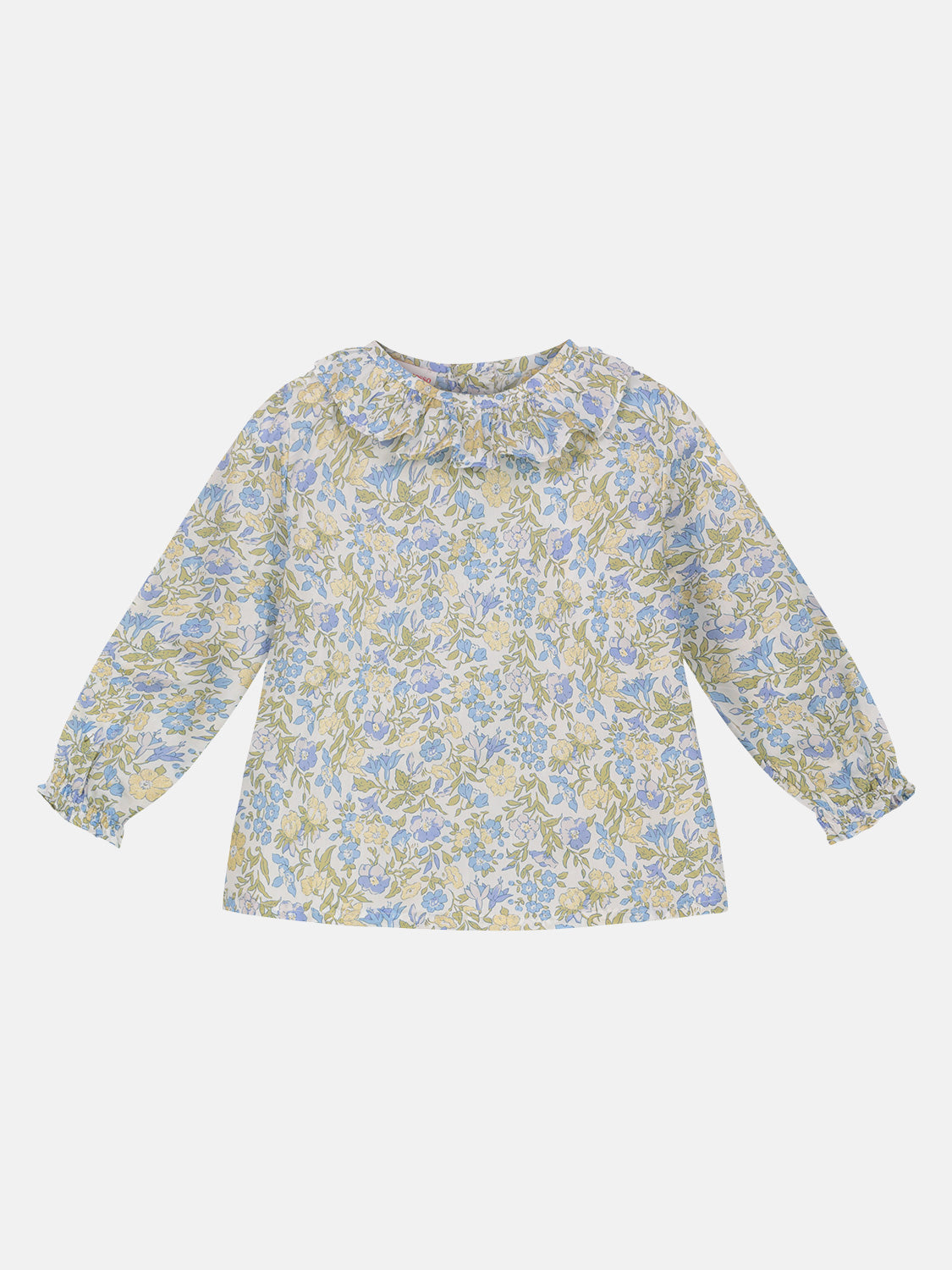 Blusa Neonata M/Lunga Colletto Liberty Metallic Celeste