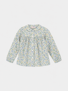 Camicia P.Smock M/Lunga Bambina Liberty Metallic Celeste