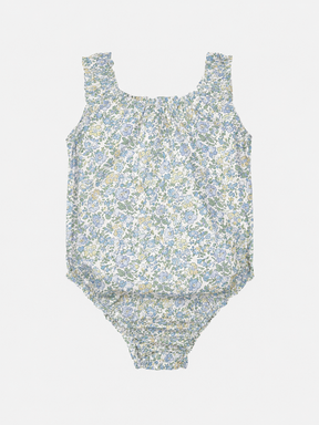 Costume Intero Cotone Bambina Liberty Metallic Celeste