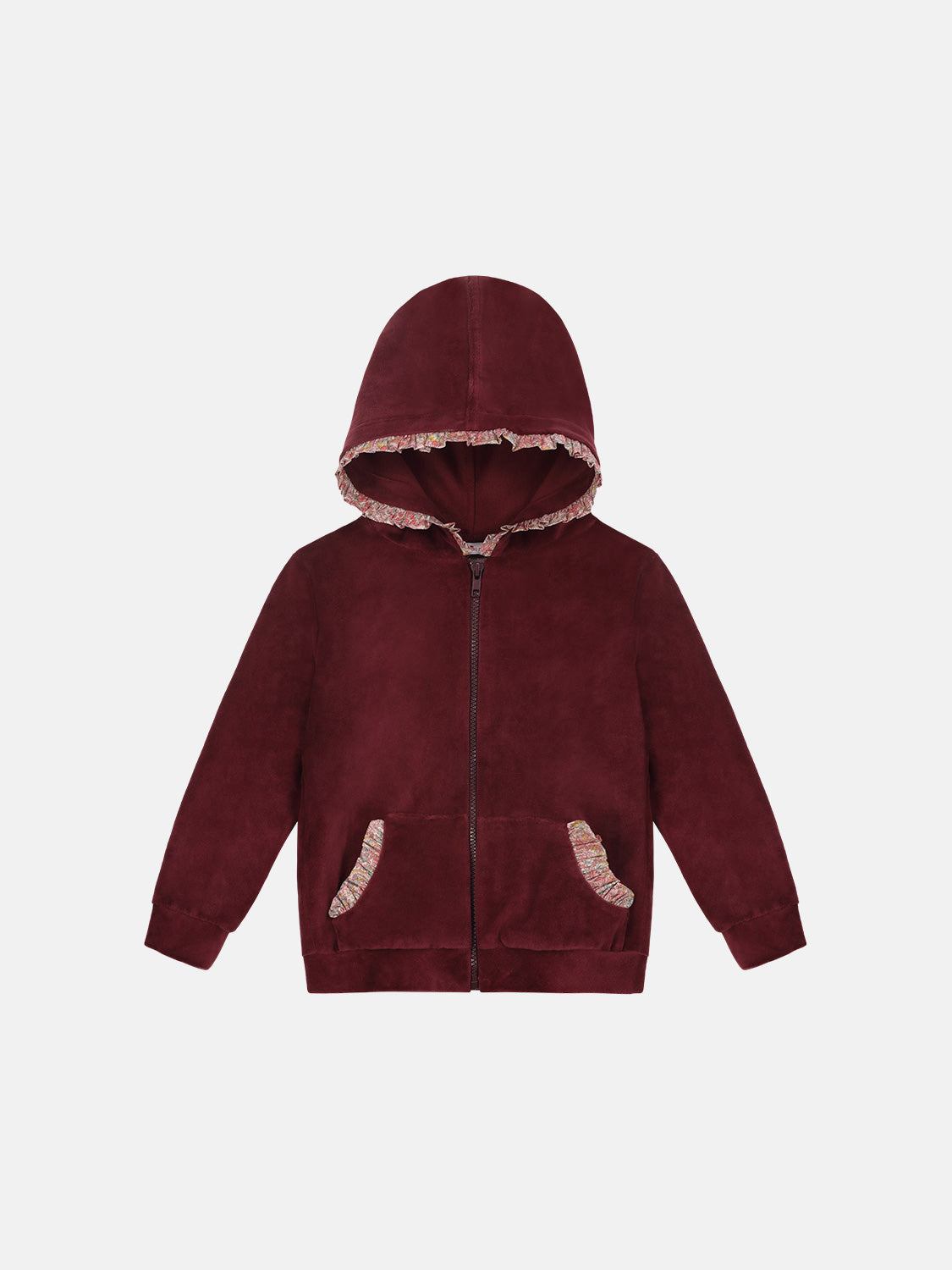 Felpa Zip Ciniglia Bordeaux