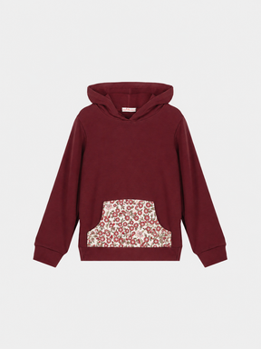 Felpa Cappuccio Bambina Cotone Prugna