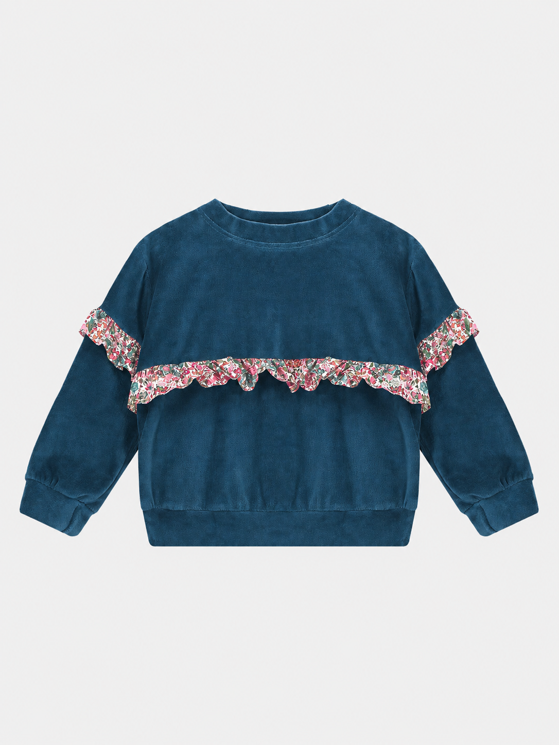 Felpa Rouche Bambina Ciniglia Dark Petrol