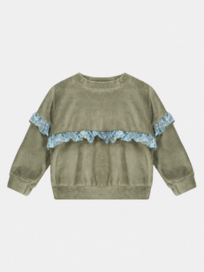 Felpa Rouche Bambina Ciniglia Moss Green