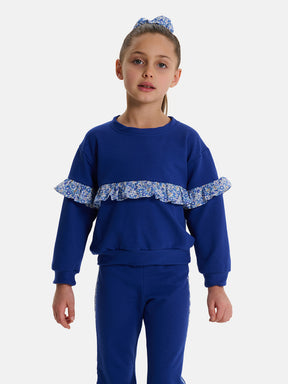 Felpa Rouche Bambina Cotone Royal