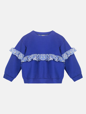 Felpa Rouche Bambina Cotone Royal