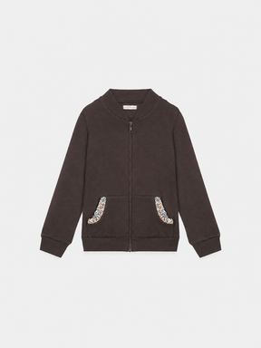 Felpa Zip Bambina Cotone Moro