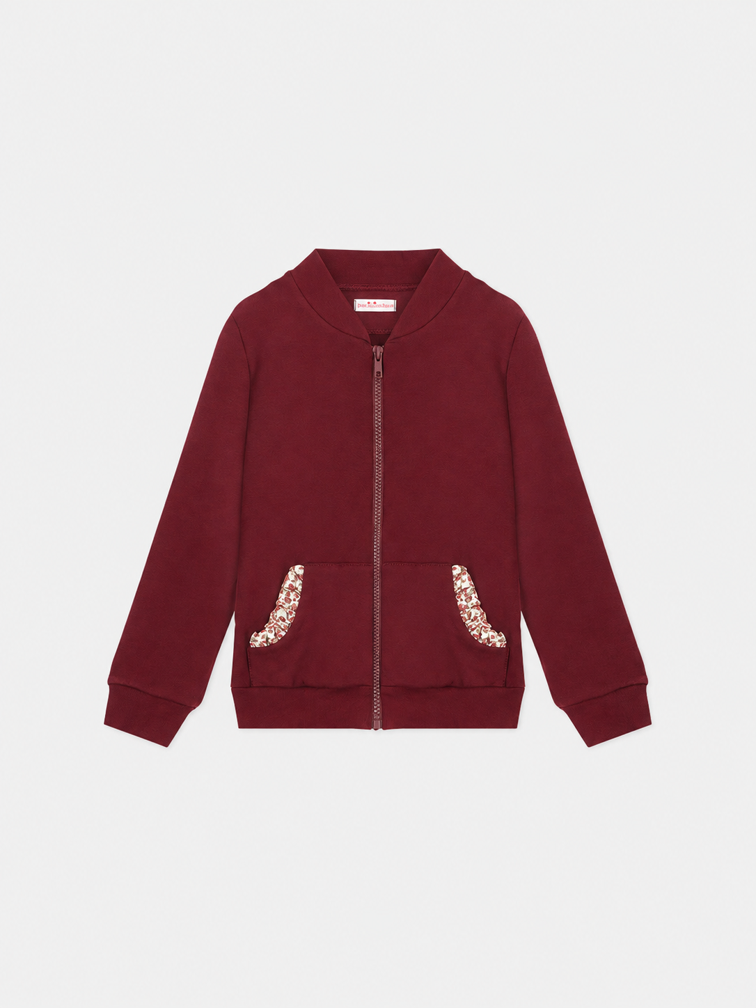 Felpa Zip Bambina Cotone Prugna