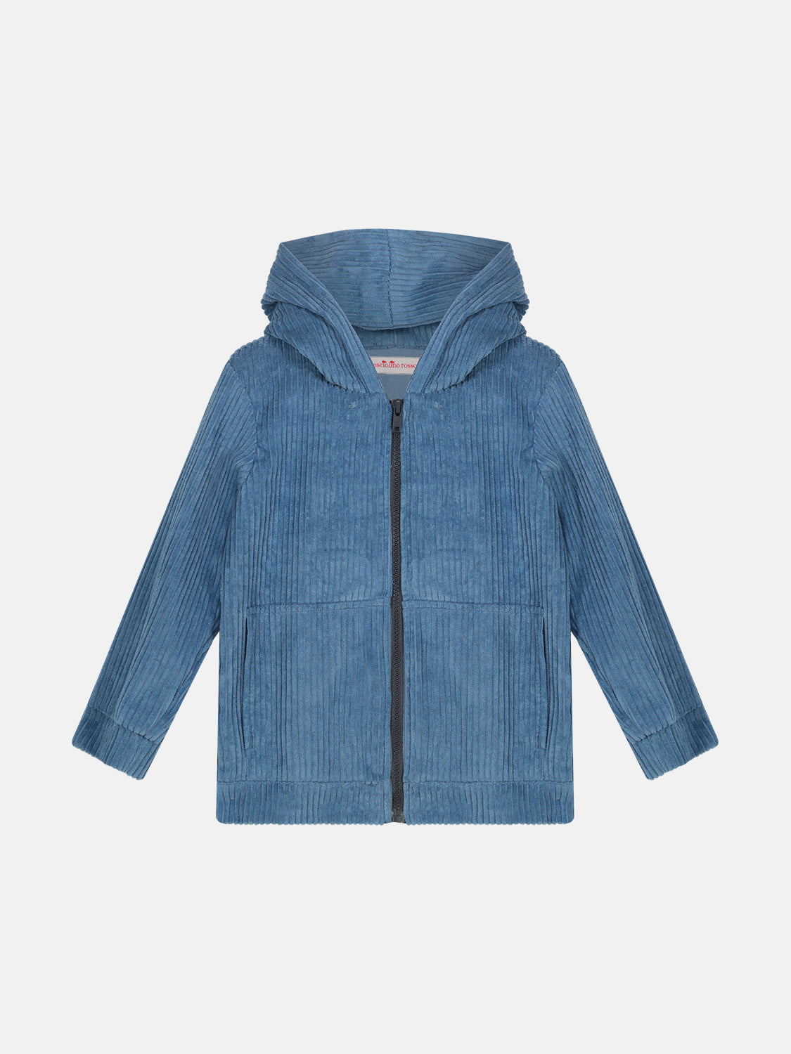 Giacca Zip Cappuccio Gender Free Velluto Rocciatore Cielo