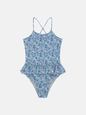 Intero Bambina Balza Liberty Fiori Blu