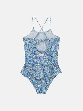 Intero Bambina Balza Liberty Fiori Blu
