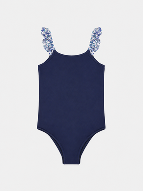 Intero Bambina Bicolore Rouches Liberty Betsy Ann Blu