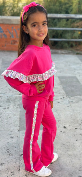 Pantalone Zampa Felpa Fuxia New