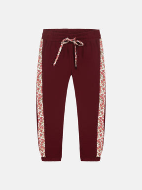 Pantalone Classico Bambina Felpa Cotone Prugna
