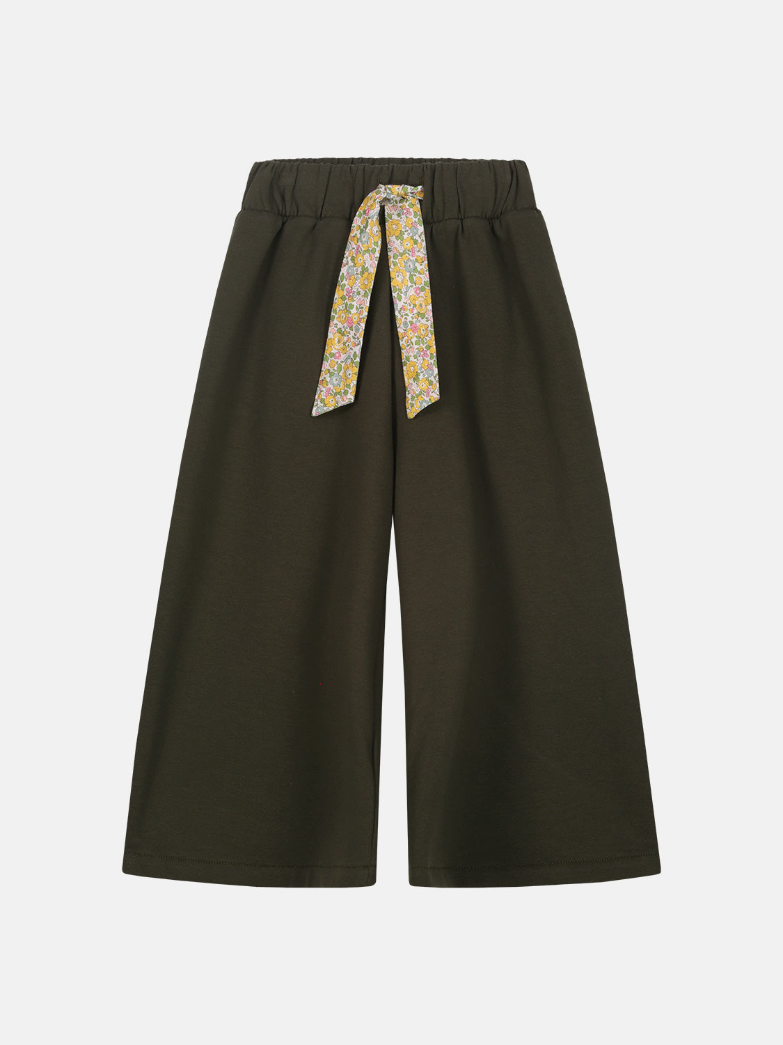Pantalone Palazzo Bambina Felpa Cotone Militare