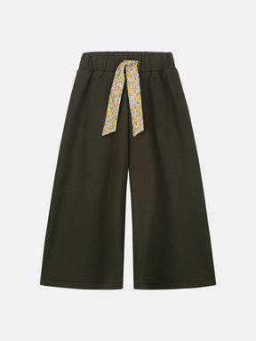 Pantalone Palazzo Bambina Felpa Cotone Militare