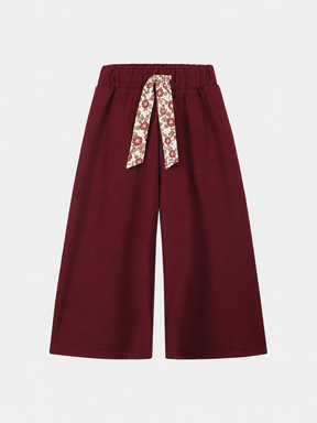 Pantalone Palazzo Bambina Felpa Cotone Prugna