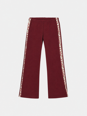 Pantalone Zampa Bambina Felpa Cotone Prugna