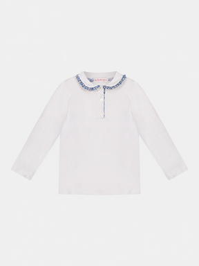 Polo M/Lunga Colletto Bambina Liberty Betsy Ann Blu
