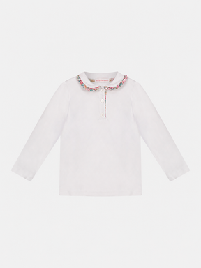 Polo M/Lunga Colletto Bambina Liberty Emma Fuxia Petrolio