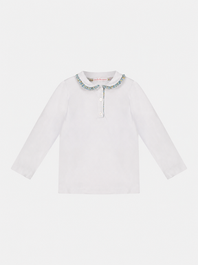 Polo M/Lunga Colletto Bambina Liberty Metallic Celeste