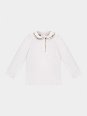 Polo M/Lunga Colletto Bambina Liberty Metallic rosa