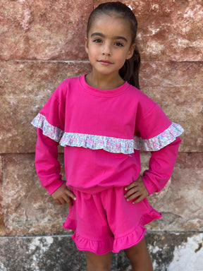 Shorts Farfalla Felpa Fuxia New