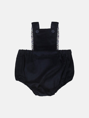 Navy Velvet Baby Girl Dungarees