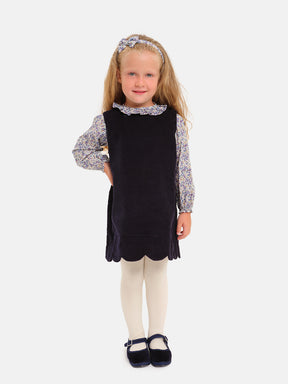 Navy Velvet Pinafore