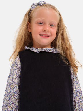 Navy Velvet Pinafore