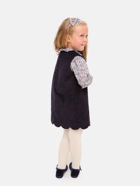 Navy Velvet Pinafore