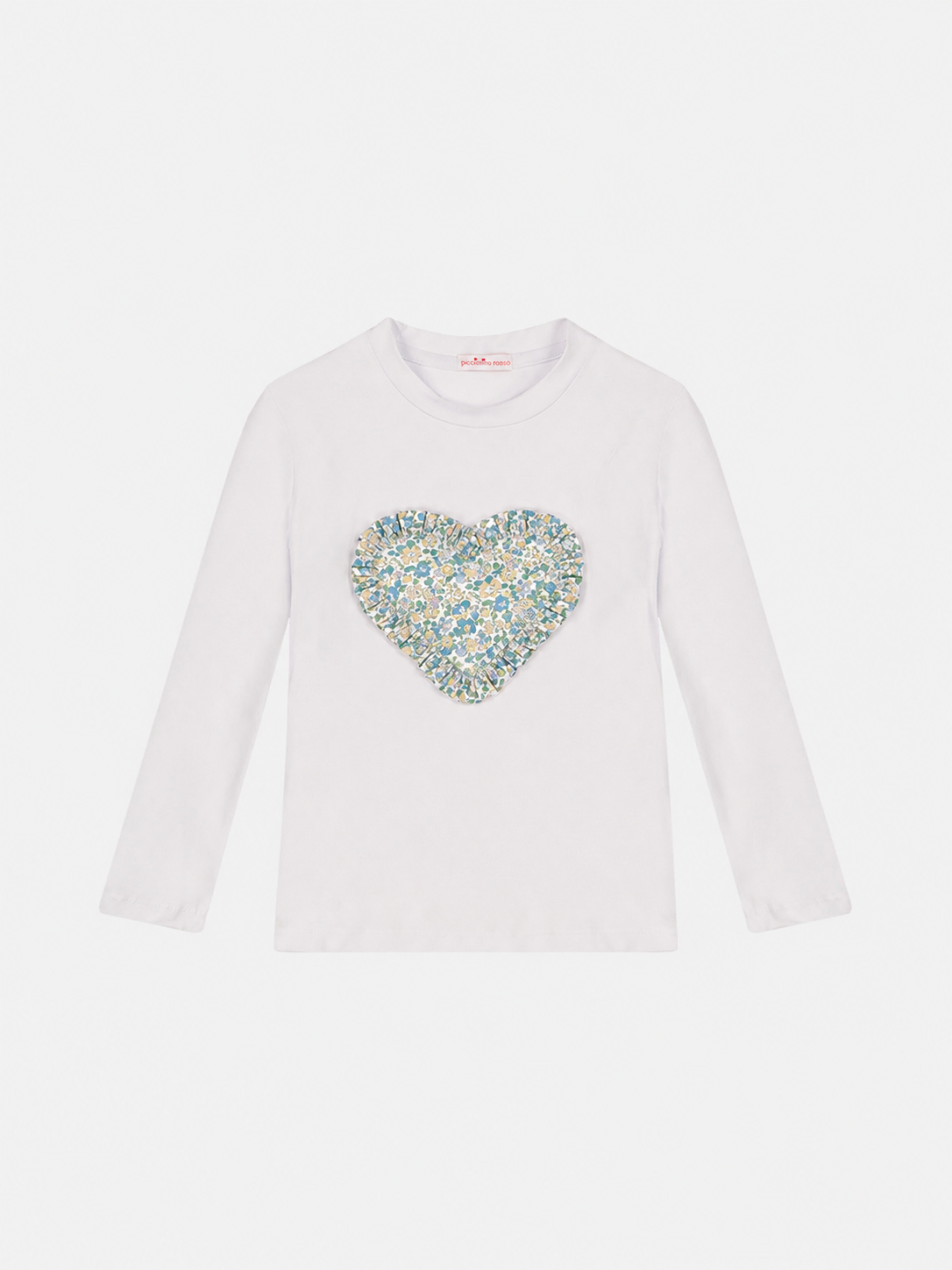 T-Shirt M/Lunga Cuore Bambina Liberty Metallic Celeste