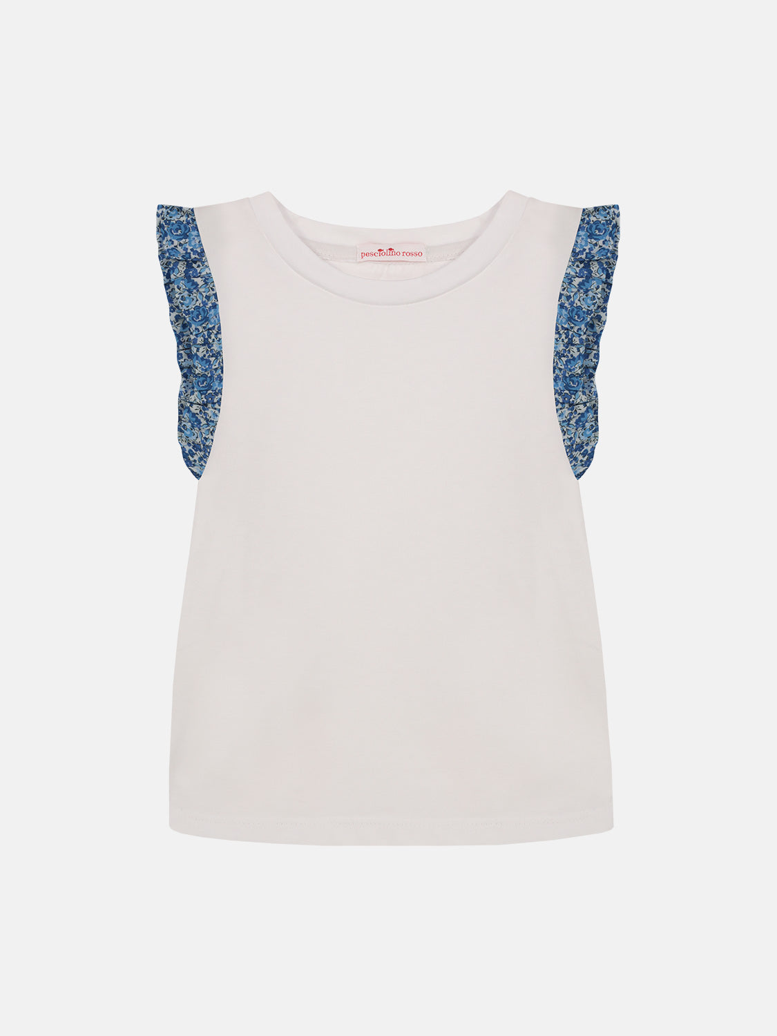 T-shirt Manica rouche Liberty Fiori Blu