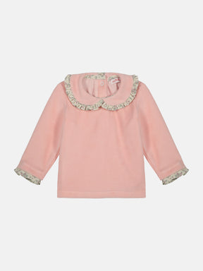 Tutina Spezzata Neonata Ciniglia Rosa