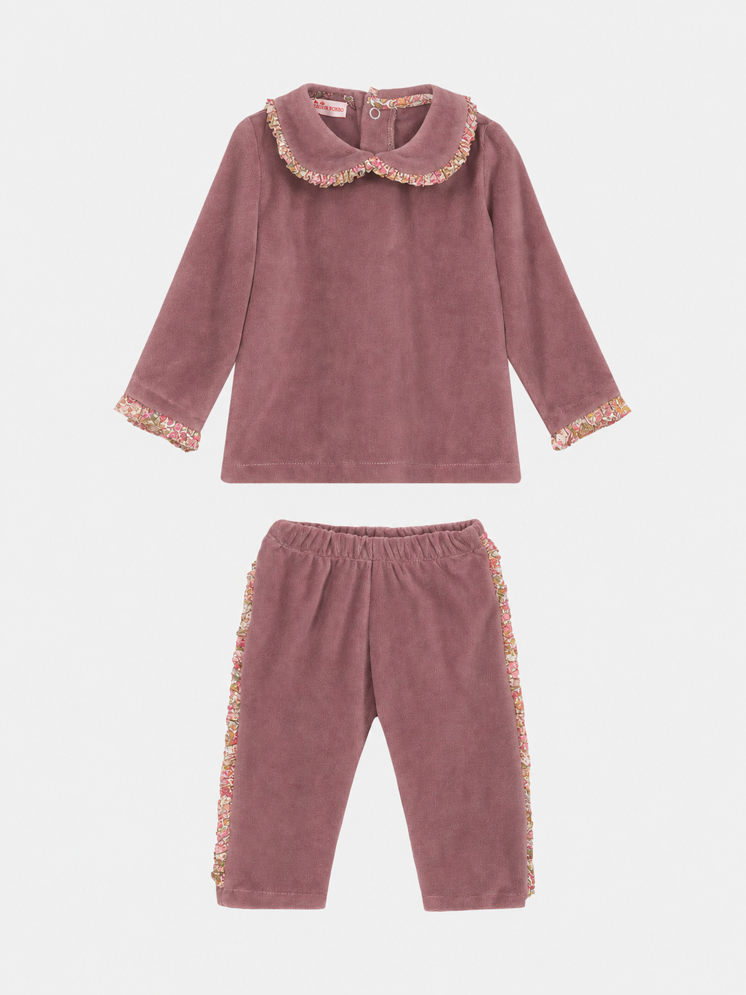 Tutina Spezzata Neonata Ciniglia Mauve