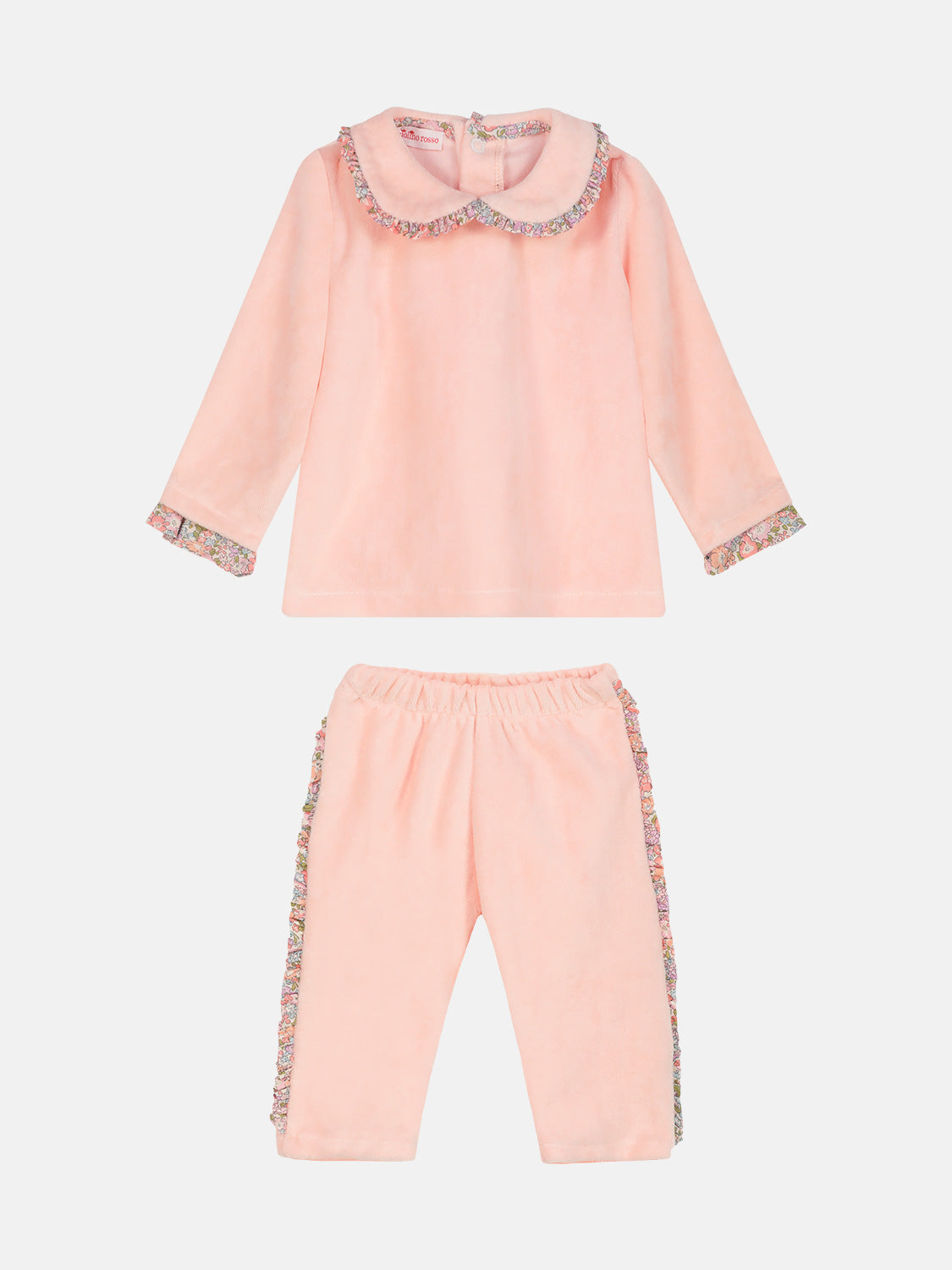 Tutina Spezzata Neonata Ciniglia Rosa New