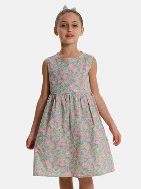 Abito Bambina Scamiciata Liberty Betsy Verde Rosa