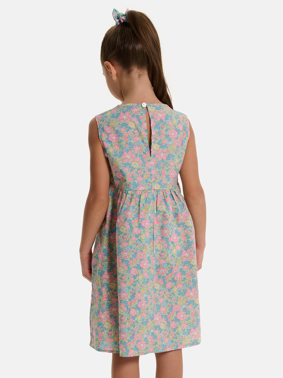 Abito Bambina Scamiciata Liberty Betsy Verde Rosa