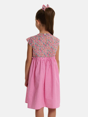 Abito Patchwork Manica Aletta Liberty Emma Fuxia Petrolio