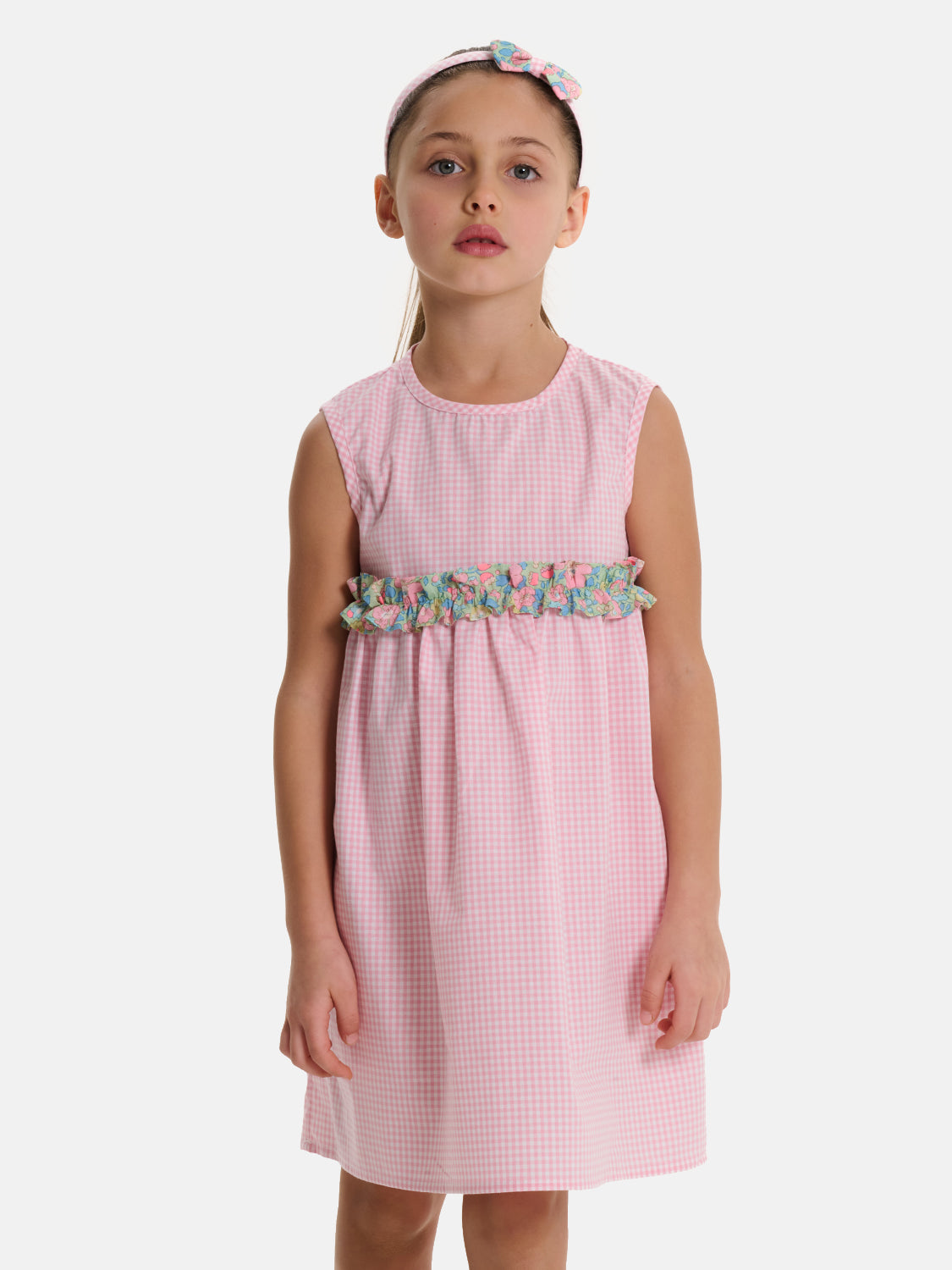 Abito Patchwork Rouche Centrale Liberty Betsy Verde Rosa