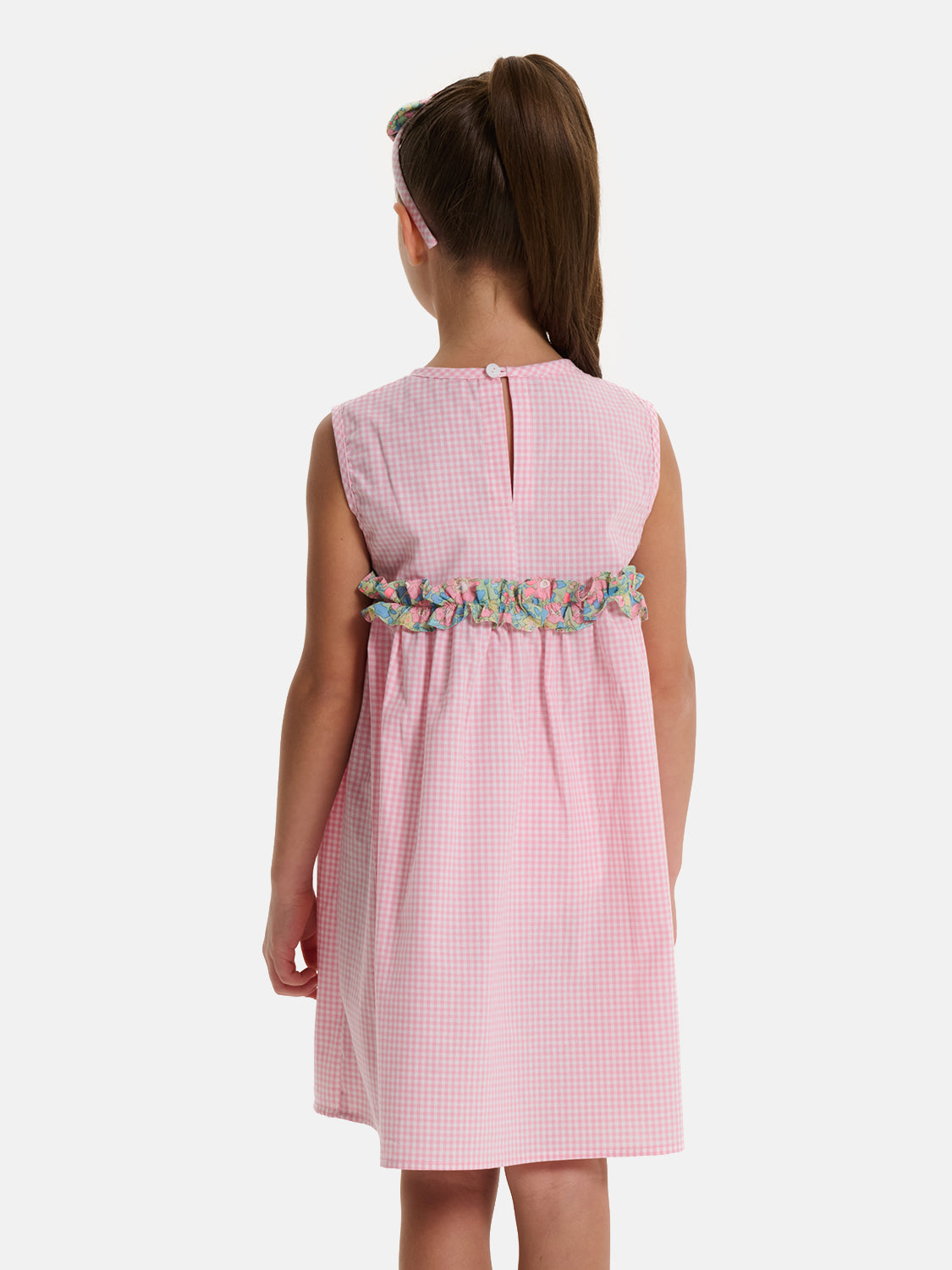 Abito Patchwork Rouche Centrale Liberty Betsy Verde Rosa