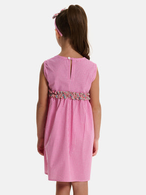 Abito Patchwork Rouche Centrale Liberty Emma Fuxia Petrolio