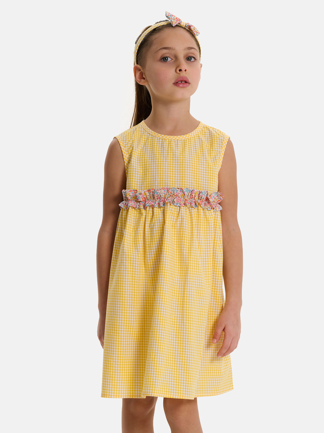Abito Patchwork Rouche Centrale Liberty Emma Giallo
