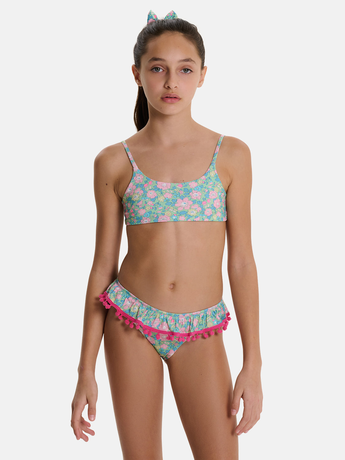 Bikini Bambina Slip Balza PonPon Liberty Betsy Verde Rosa