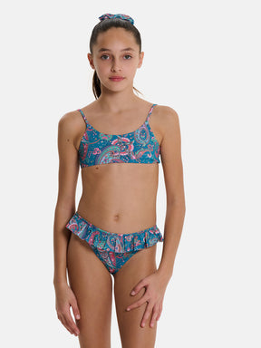 Bikini Bambina Slip Balza Liberty Cashmere Petrolio
