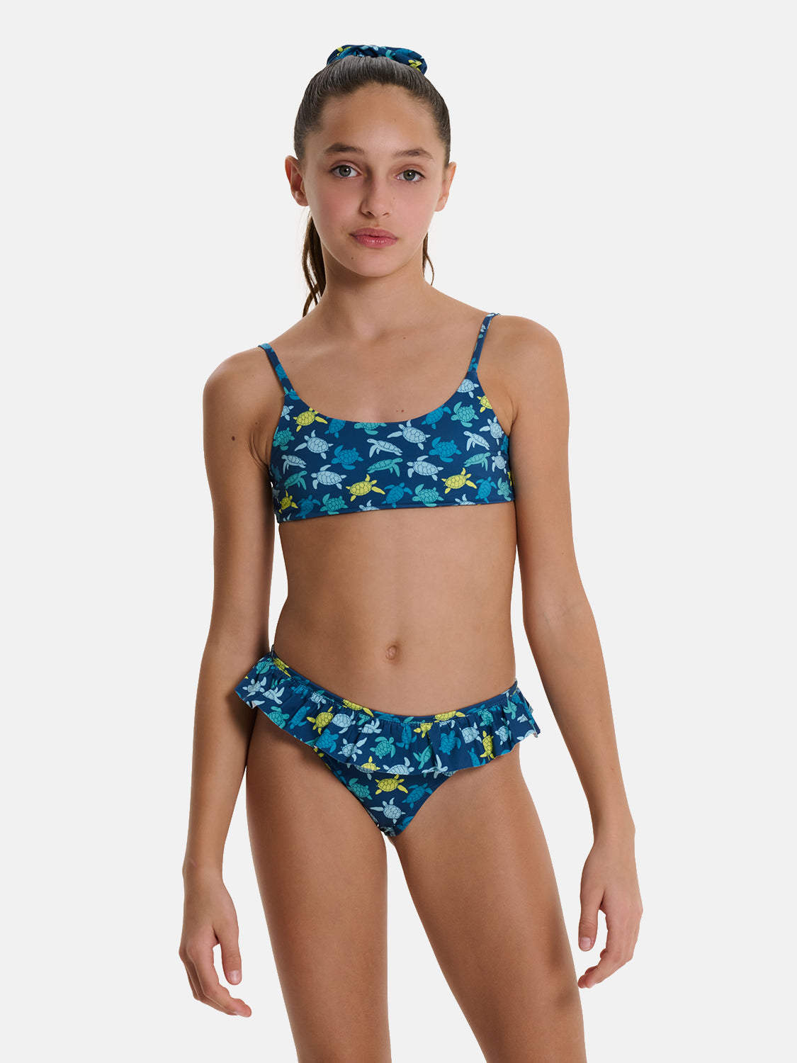 Bikini Bambina Slip Balza Tartarughe Mix Blu