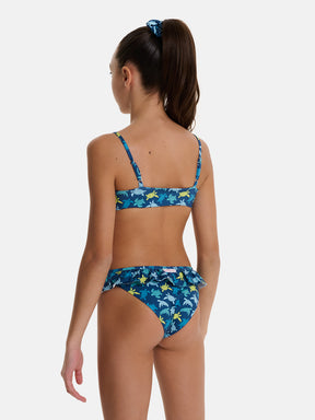 Bikini Bambina Slip Balza Tartarughe Mix Blu