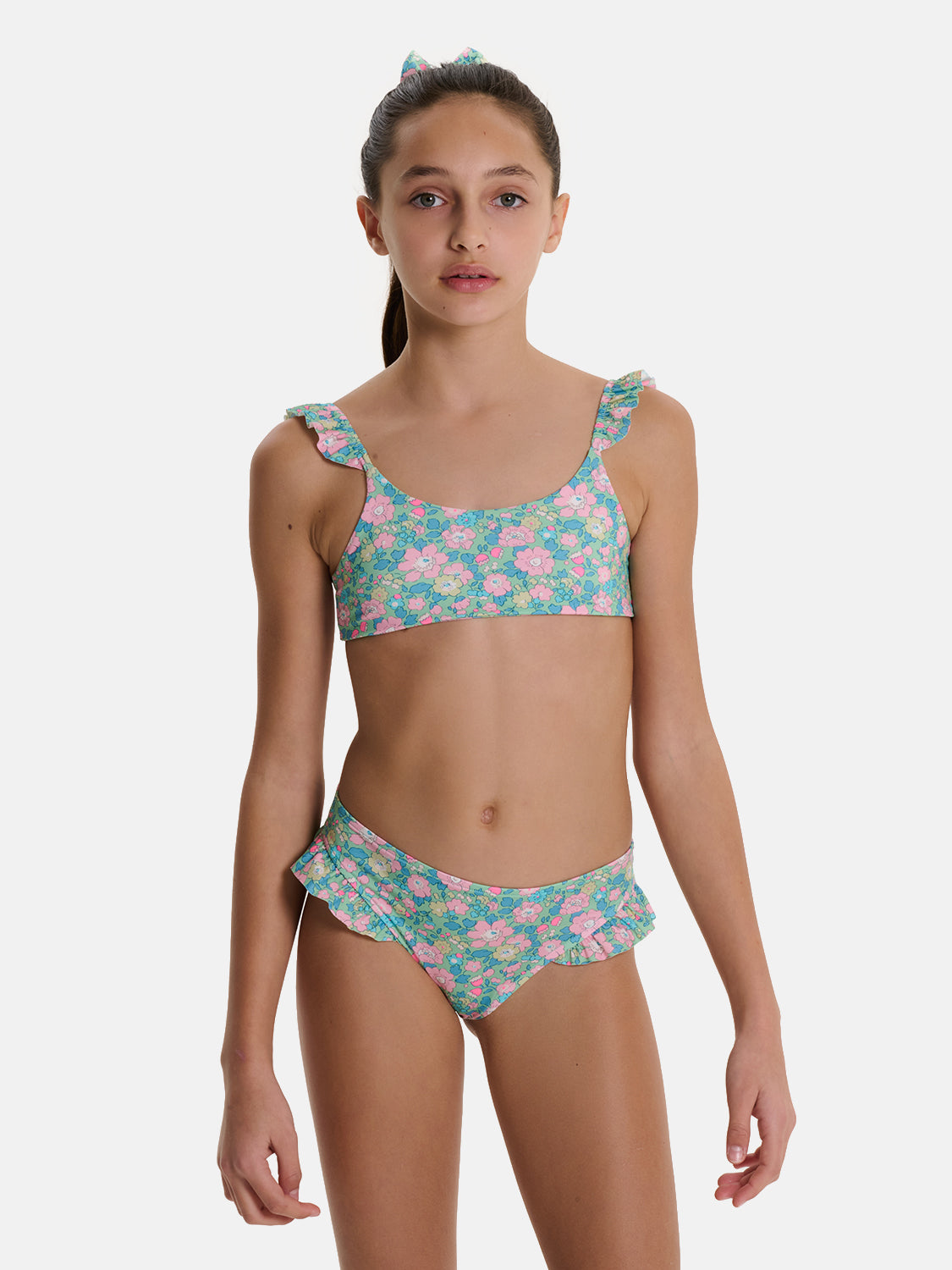 Bikini Bambina Slip Girogamba Liberty Betsy Verde Rosa