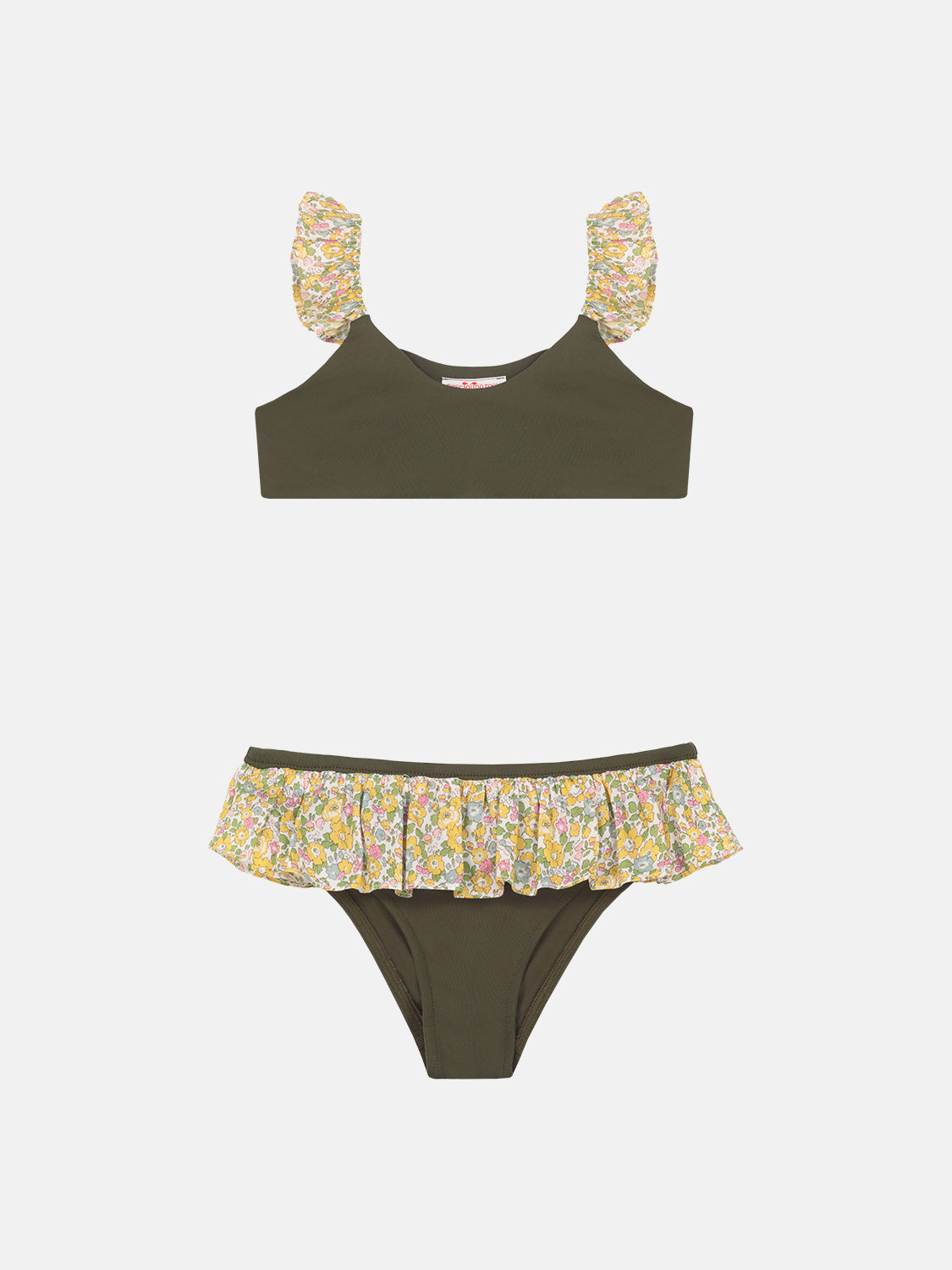 Bikini Bambina Bicolore Rouches Liberty Betsy Ann Giallo